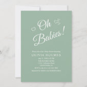 Oh Babies Sage Green Twin Baby Shower Invitation Einladung (Vorderseite)