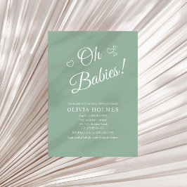 Oh Babies Sage Green Twin Baby Shower Invitation Einladung