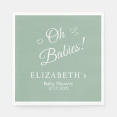 Oh Babies Sage Green Twin Baby Shower Napkins Serviette (Vorderseite)