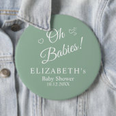 Oh Babies Salbeigrüne Zwillings-Baby-Party-Ansteck Button (Beispiel)