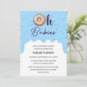 Oh Babies Sprinkle Donut Twins Baby Boy Dusche Einladung (Stehend Vorderseite)