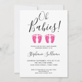 Oh Babies Twin Girls Babydusche Einladung (Vorderseite)