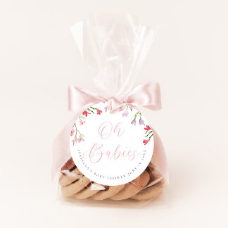 Oh Babies Watercolor Pink Girl Babydusche Geschenkanhänger