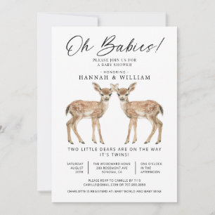 Oh Babies Zwillinge Wasserfarbe Rehe Babyparty Einladung