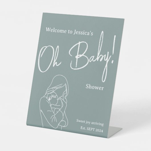 "Oh Baby!" 2024 Babydusche Einladung Sockelschild (Vorderseite)