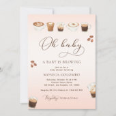 Oh Baby A Baby Braut Pink Coffee Baby Dusche Einladung (Vorderseite)