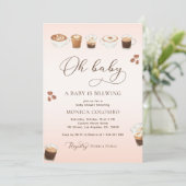 Oh Baby A Baby Braut Pink Coffee Baby Dusche Einladung (Stehend Vorderseite)