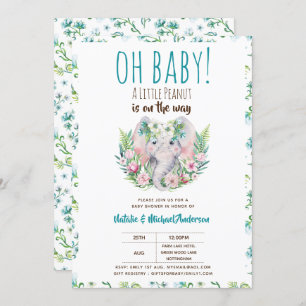 Oh Baby A Little Peanut Boho Elephant Baby Dusche Einladung