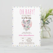 Oh Baby A Little Peanut Boho Elephant Boho Blume Einladung (Stehend Vorderseite)