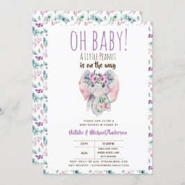 Oh Baby A Little Peanut Elephant Boho Floral Chic Einladung