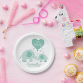 Oh Baby Adorable Minze Green Elephant Babydusche Pappteller (Party)