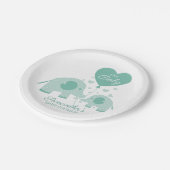 Oh Baby Adorable Minze Green Elephant Babydusche Pappteller (Schrägansicht)