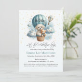 Oh Baby Adventure beginnt Welpe in Hot Air Ballon Einladung (Stehend Vorderseite)