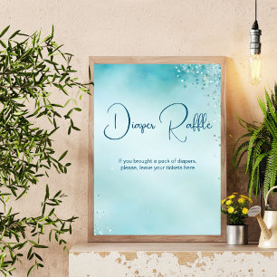 Oh Baby Aqua Blue Baby Dusche Windeln Tombola-Zeic Poster