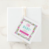 Oh, Baby! Aqua, rosa Blumendusche, Babydusche Dank Geschenkanhänger (Beispiel)