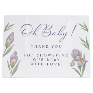 Oh Baby Aquarell-Iris Blumen Purpur Lavendel Große Geschenktüte
