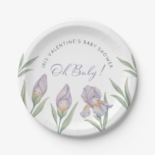 Oh Baby Aquarell-Iris Blumen Purpur Lavendel Pappteller