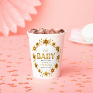 Oh Baby Aquarell-Roségold-Baby-Party Pappbecher