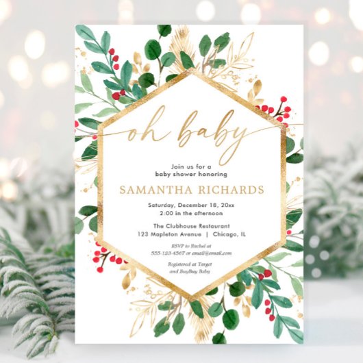 Oh Baby Aquarell Weihnachtslieder Babydusche Einladung