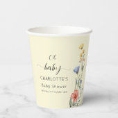 Oh, Baby! Aquarell Wildblume Babydusche Pappbecher (Rückseite)