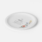 Oh, Baby! Aquarell Wildblume Babydusche Pappteller (Schrägansicht)