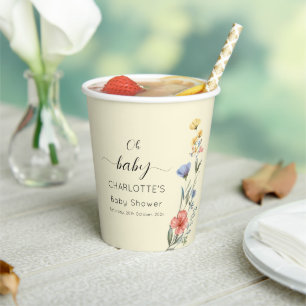 Oh Baby! Aquarell Wildblumen-Baby-Party Pappbecher