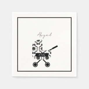 Oh Baby B/W Damask Pram Babydusche Napkins Serviette