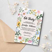 oh Baby, Baby Dusche Aquarellblumen Wildblumen