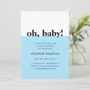 Oh Baby! Baby-Einladung zur Babyparty in Blau und Einladung