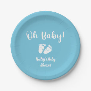 Oh Baby   Baby Feet Blue Baby Boy Dusche Pappteller