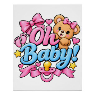 Oh Baby! Baby Shower Feier Design Poster