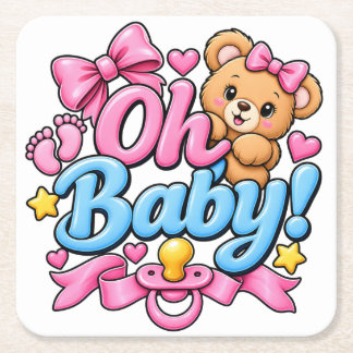Oh Baby! Baby Shower Feier Design Rechteckiger Pappuntersetzer