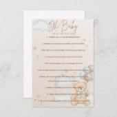 OH Baby, Baby Showtrivia Spiel, richtig oder falsc Einladung (Vorne/Hinten)