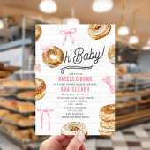 Oh Baby Bagels & Bows Pink Baby Dusche Brunch Einladung
