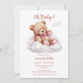 Oh, Baby! Bear on Cloud Baby Shower Einladung (Vorderseite)