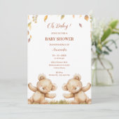 Oh Baby Bear Sleep Niedliche Herbstlaube Babydusch Einladung (Stehend Vorderseite)