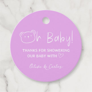 Oh Baby Bear und Herz Danke Baby Dusche Geschenkanhänger
