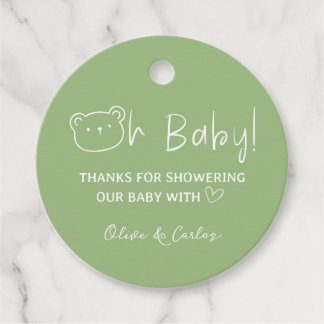 Oh Baby Bear und Herz Danke Baby Dusche Geschenkanhänger