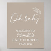 Oh Baby Beige Gender Neutral Modern Baby Dusche Poster (Vorne)