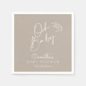 Oh Baby Beige Gender Neutral Modern Baby Dusche Serviette (Vorderseite)