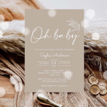 Oh Baby Beige Gender Neutral Modern Baby Shower