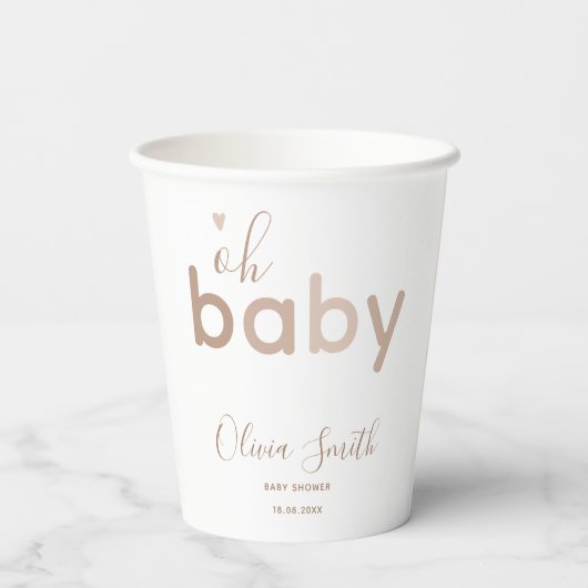 Oh Baby Beige Neutral Pappbecher (Rückseite)