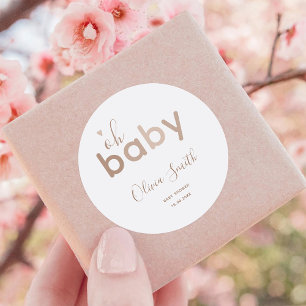 Oh Baby Beige Neutral Runder Aufkleber
