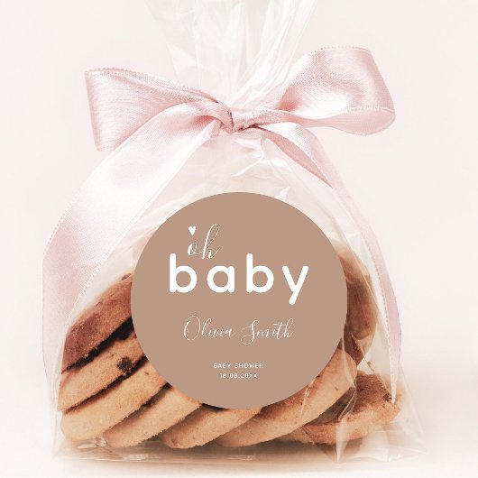 Oh Baby Beige Runder Aufkleber