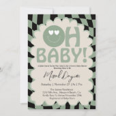 Oh Baby Beige & Sage Groovy Neutral Baby Shower Einladung (Vorderseite)