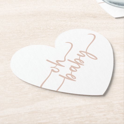 "Oh Baby" Beige Script Baby Dusche Untersetzer (angewinkelt)