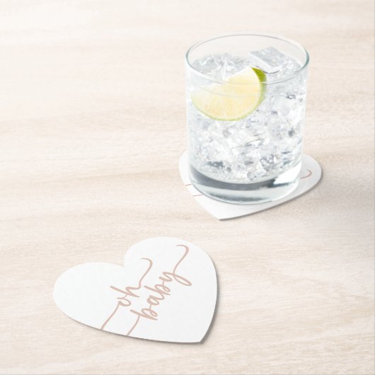 "Oh Baby" Beige Script Baby Dusche Untersetzer (Vor Ort)