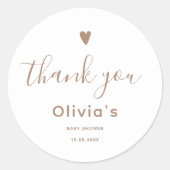 Oh Baby Beige Vielen Dank Runder Aufkleber (Vorderseite)