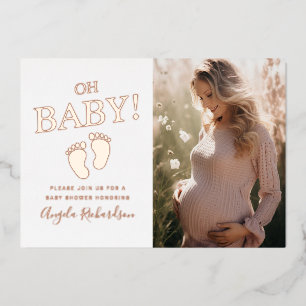 Oh Baby Benutzerdefiniertes Foto-Baby-Shower Folieneinladung