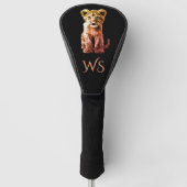 Oh Baby Big Cat Cub Black Monogram Golf Headcover (Vorderseite)